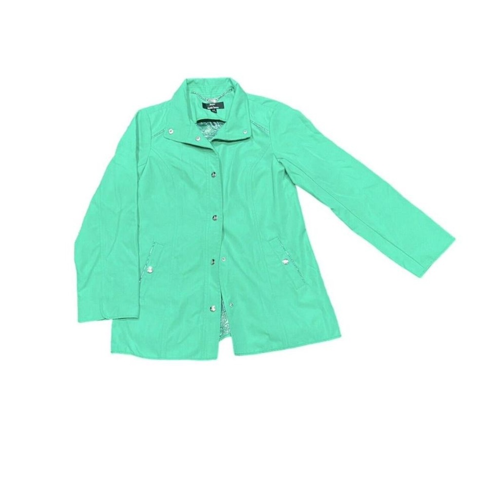 Dennis Basso Women's Sz XXS Water Resistant Button Front Jacket Green Paisley